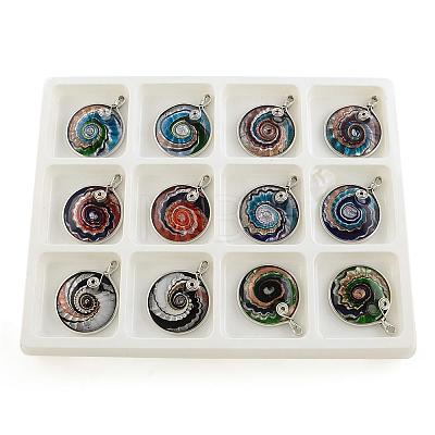 Handmade Silver Foil Lampwork Pendants FOIL-S135-01-B-1