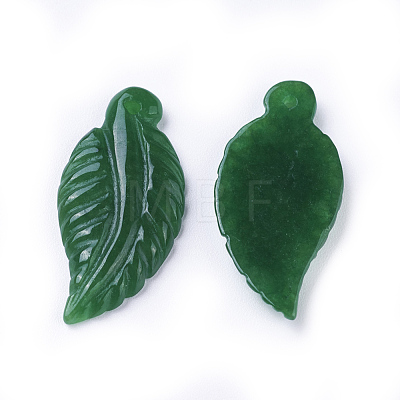 Carved Natural Myanmar Jade/Burmese Jade Pendants G-L495-36-1