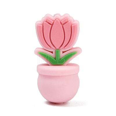 Flower Food Grade Silicone Focal Beads SIL-A011-03B-01-1