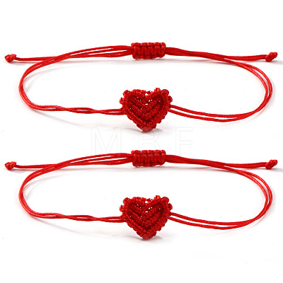Handmade Minimalist Woven Heart Friendship Adjustable Polyester Cord Bracelets for Unisex LU3037-1