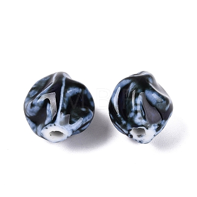 Vintage Handmade Porcelain Wrinkle Beads PORC-Q006-09I-1