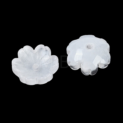 Transparent Spray Paint Glass Bead Caps GLAA-H035-04A-1