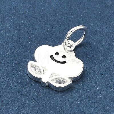 925 Sterling Silver Pave Clear Cubic Zirconia Smiling Face Cloud Flower Charms STER-A051-03S-1