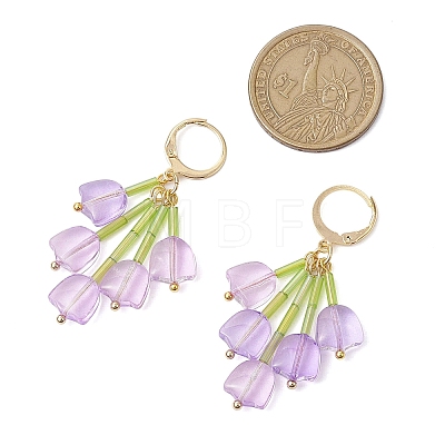 3 Pairs 3 Colors Glass Flower Dangle Earrings EJEW-TA00581-1