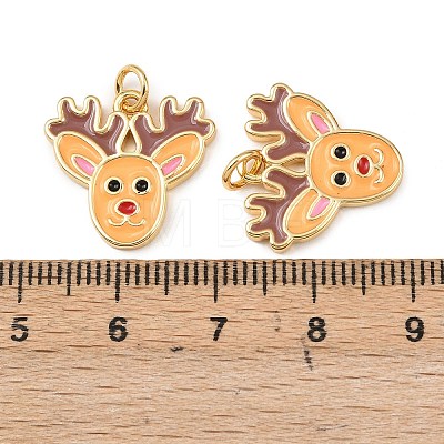 Christmas Brass Enamel Pendants KK-L255-17G-01-1