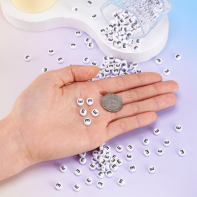 500Pcs Acrylic Horizontal Hole Letter Beads OACR-YS0001-03E-1