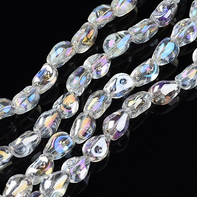 Electroplate Transparent Glass Beads Strands EGLA-N006-028-A04-1