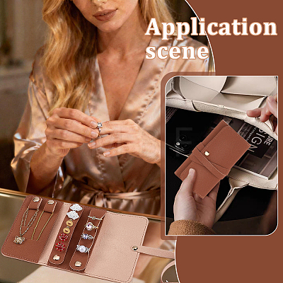 2Pcs PU Leather Jewelry Rolls for Rings Earrings Necklaces AJEW-FG0005-98C-1