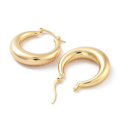Brass Plain Hoop Earrings EJEW-H301-05G-02-1