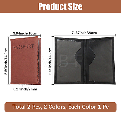 2Pcs 2 Colors PU Leather Passport Cover OFST-CL0001-10B-1
