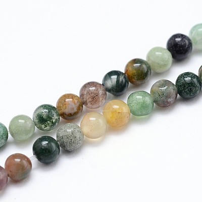Natural Indian Agate  Round Beads Strands X-G-P100-01-1