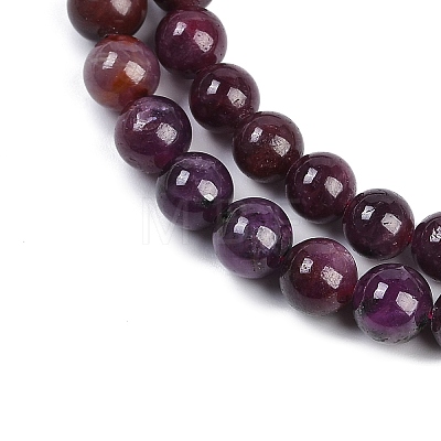 Natural Gemstone Ruby Round Beads Strands G-O017-7mm-06-1