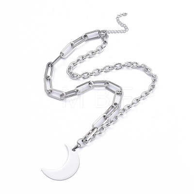 304 Stainless Steel Paperclip Chains & Cable Chain Jewelry Sets SJEW-K153-09P-1