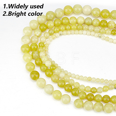 GOMAKERER 4 Strands 4 Styles Natural Lemon Jade Round Bead Strands G-GO0001-47-1