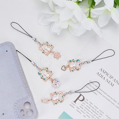 14Pcs 7 Style Alloy Enamel Arch with Cat Phone Charm Mobile Straps HJEW-DR0001-02-1