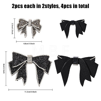 CHGCRAFT 4Pcs 2 Style Resin Rhinestone Bowknot Ornament Accessories FIND-CA0008-92-1