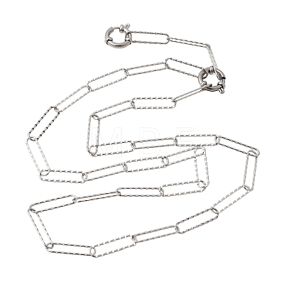 5MM 201 Stainless Steel Textured Paperclip Chain Necklaces for Unisex NJEW-K302-14P-1