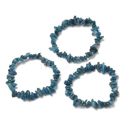 Natural Apatite Chip Beaded Stretch Bracelets for Women BJEW-D467-01B-1