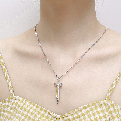 Stylish Stainless Steel Syringe Shaped Pendant Necklaces for Women's Daily Wear PP8422-1