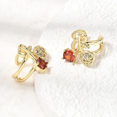 Cherry Brass Micro Pave Cubic Zirconia Cuff Earrings LS-EJEW-C186-13G-1
