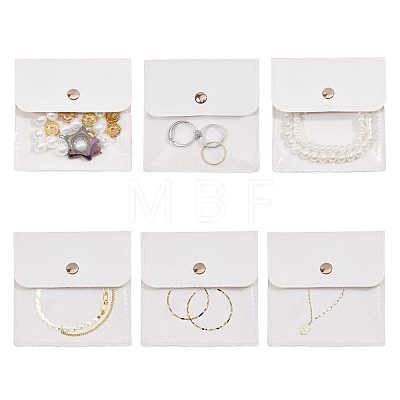 6Pcs PU Leather with PVC Pouches with Snap Button ABAG-WH0072-036B-1