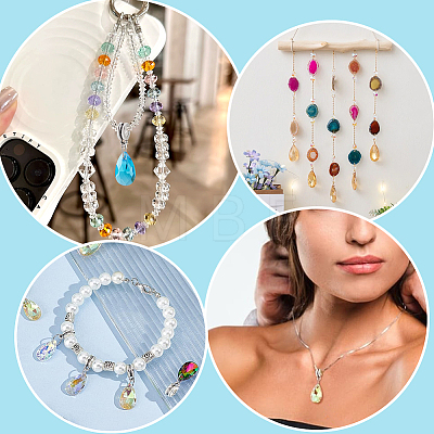 32Pcs 8 Colors Glass European Dangle Charms PALLOY-PH01854-1