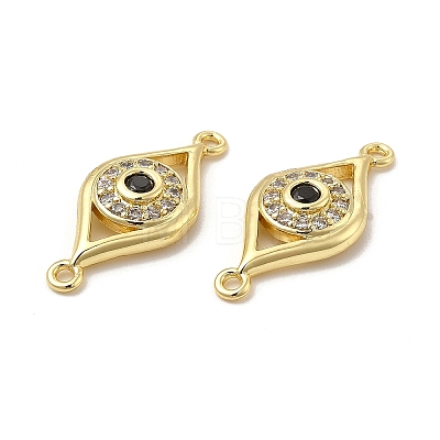 Brass Micro Pave Clear & Black Cubic Zirconia Connector Charms KK-E068-VB372-1