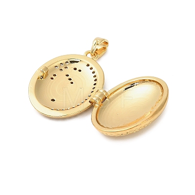 Brass Micro Pave Clear Cubic Zirconia Locket Pendants KK-P329-03G-1