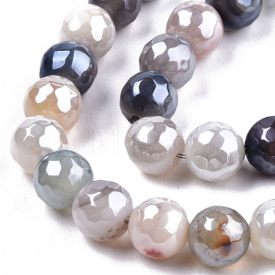 Electroplate Natural Agate Beads Strands G-T131-54E-1