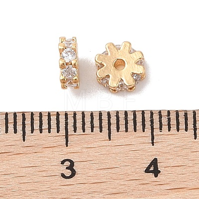 Brass Micro Pave Clear Cubic Zirconia Beads KK-B100-054B-G-1