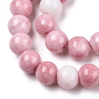 Opaque Crackle Glass Round Beads Strands GLAA-T031-01I-1