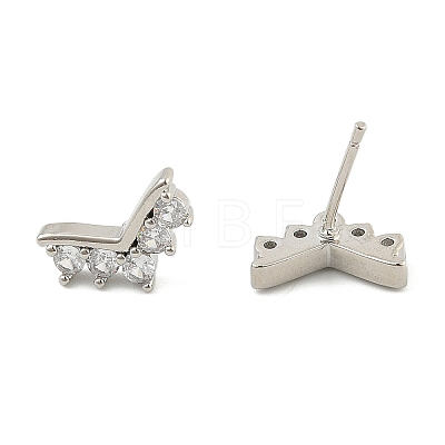 Brass Micro Pave Clear Cubic Zirconia Stud Earrings EJEW-R016-26P-06-1