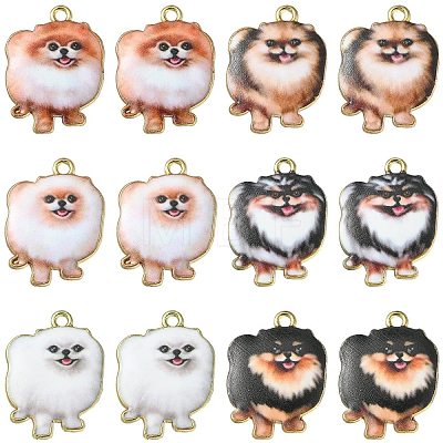 30Pcs 6 Styles Printed Alloy Pendants ENAM-CJ0005-33-1