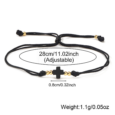 Adjustable Brass & Acrylic Beads Slider Bracelets NV0249-4-1