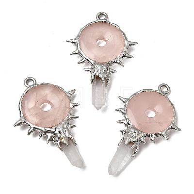 Natural Rose Quartz Big Pendants G-G466-02P-11-1