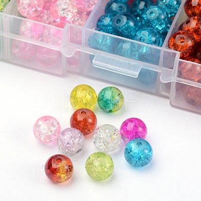 Spray Painted Transparent Crackle Glass Beads Strands CCG-X0005-4mm-B-1