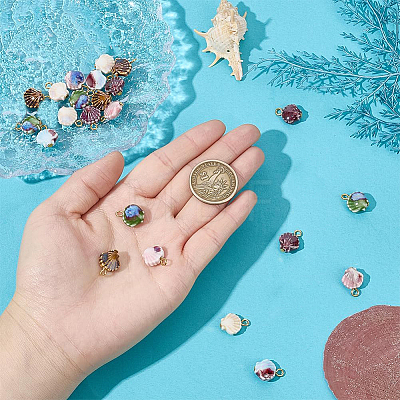 24Pcs 6 Style Handmade Bright Glazed Porcelain Pendants PALLOY-PH01942-1