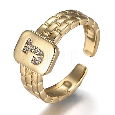 Brass Micro Pave Clear Cubic Zirconia Cuff Rings RJEW-H538-02G-J-1