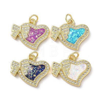 Valentine's Day Brass Micro Pave Clear Cubic Zirconia Pendants KK-C045-38G-1