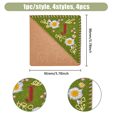 4Pcs 4 Styles Season Theme Non-woven Felt Embroidery Corner Bookmarks FIND-HY0002-47B-1