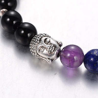 Stretch Buddhist Jewelry Multi-Color Gemstone Chakra Bracelets BJEW-JB01687-1