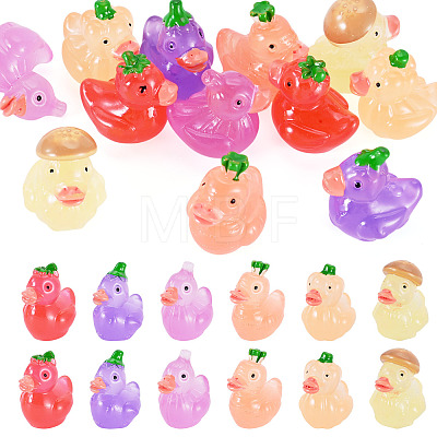12Pcs 6 Style Fuuny Luminous Resin Vegetable Duck Diaplay Decoration RESI-TAD0001-03-1