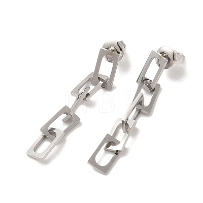 304 Stainless Steel Chain Dangle Stud Earrings for Women EJEW-Q781-27P-1
