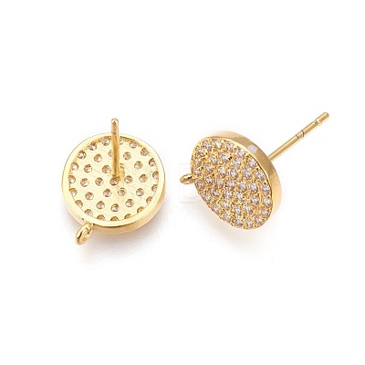 Brass Micro Pave Cubic Zirconia Stud Earring Findings ZIRC-G146-03G-RS-1