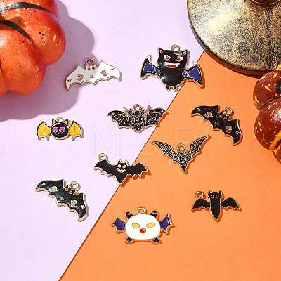 10Pcs 10 Styles Alloy Enamel Pendants ENAM-FS0003-85-1