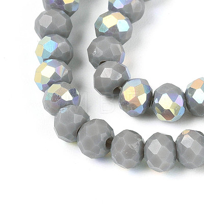 AB Color Plated Opaque Glass Rondelle Beads Strands EGLA-T029-4mm-09A-1