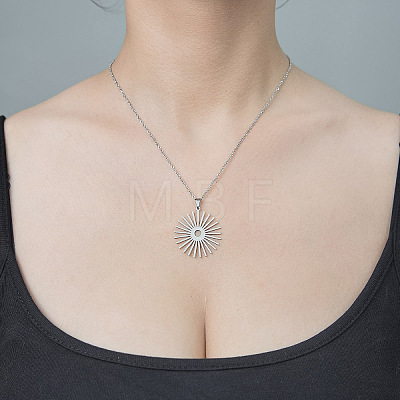 201 Stainless Steel Sun Pendant Necklace NJEW-OY002-11-1