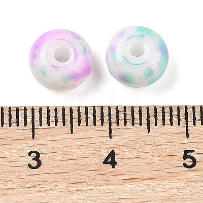 Opaque Spray Painted Glass Beads GLAA-G118-01G-1