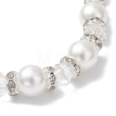 Pearlized Glass Pearl Round Beads Stretch Bracelets for Women BJEW-JB12740-1