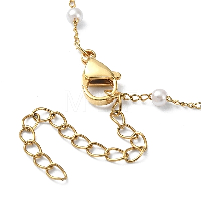 Glass Pearl Beaded Chain Bracelet BJEW-JB09432-1